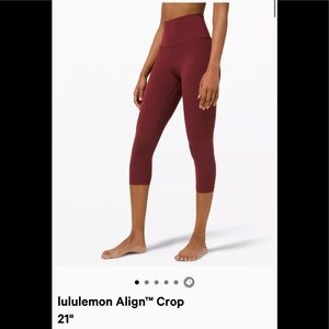 Maroon Lululemon Align crop legging Sz 10